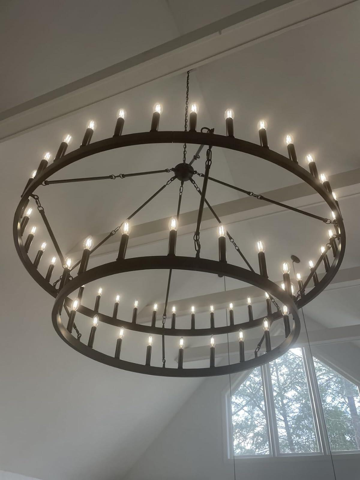 Camino Vintage Filament 2-Tier Round Chandelier Matte Black