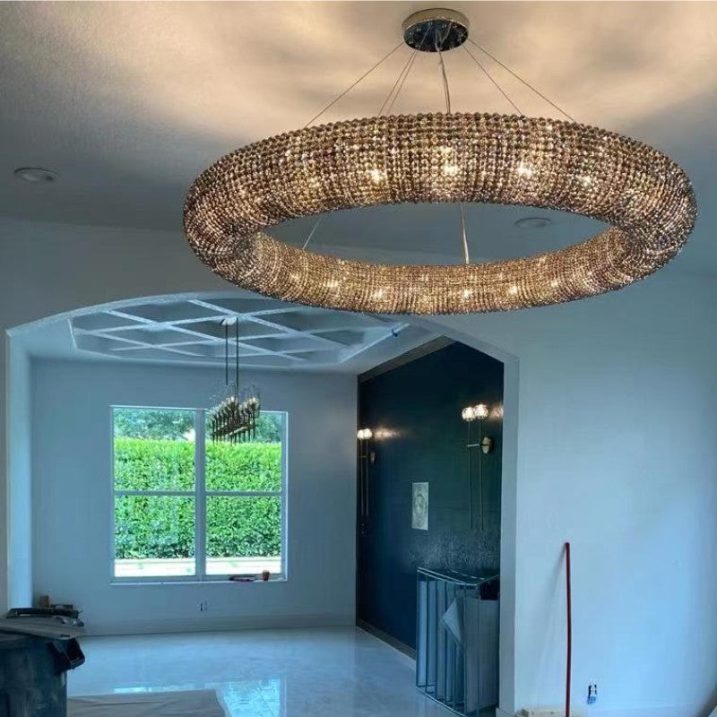 Halo Crystal Aperture Round Chandelier D32"