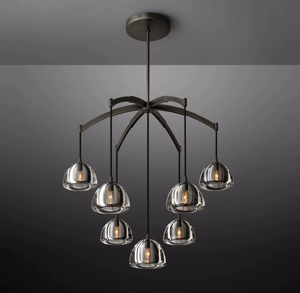 Hemisphere Modern Glass Round Chandelier 36''