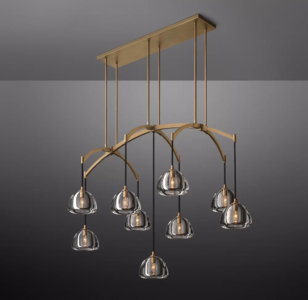 Hemisphere Modern Glass Linear Chandelier 54''